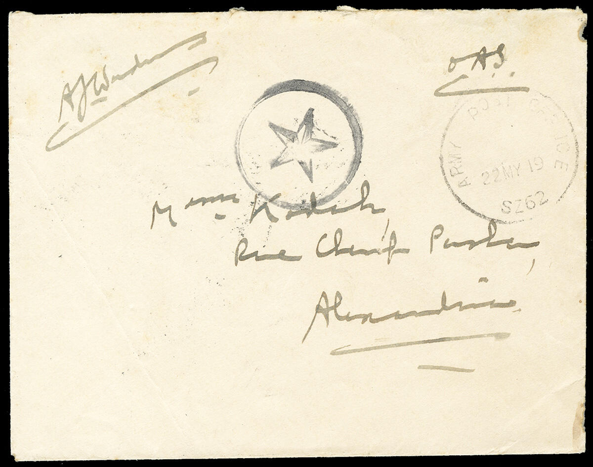 1919 (22 May) "OAS" cover to Alexandria, Army Post Office "SZ62", ...