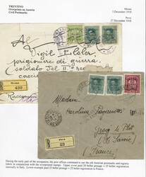 1918-19 three covers and card to Italy and France, each franked with ...