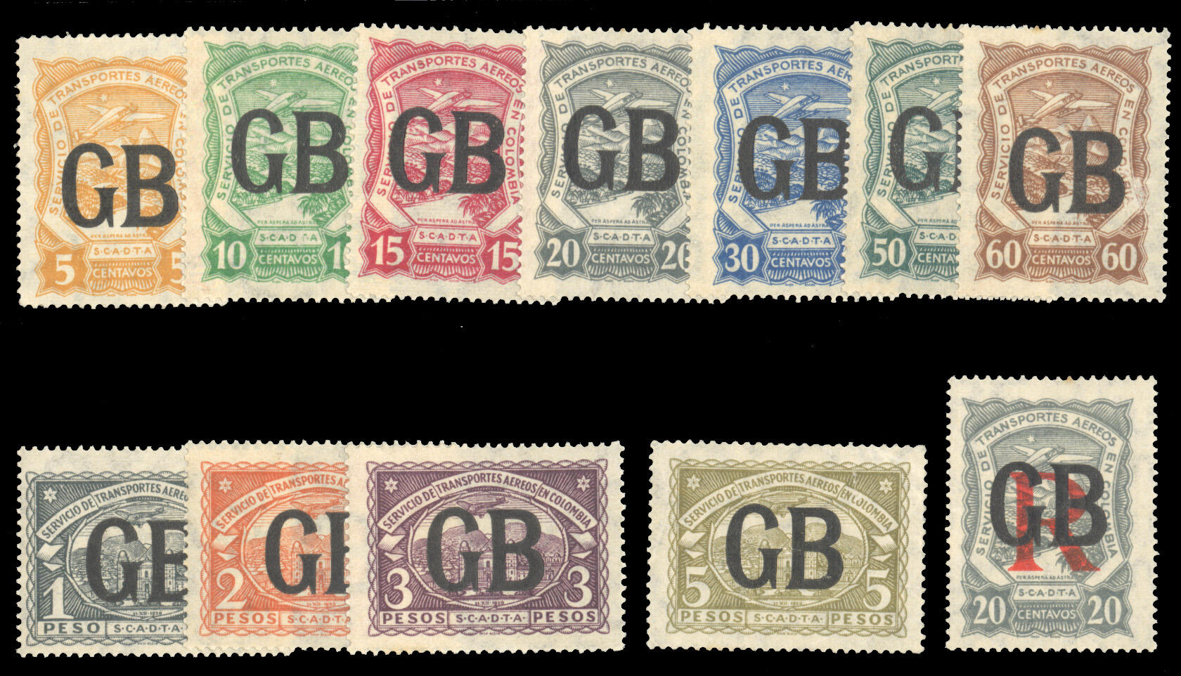 COLOMBIA Consular Air Post - GB (Great Britain) (CLGB51-64) 1923 ...