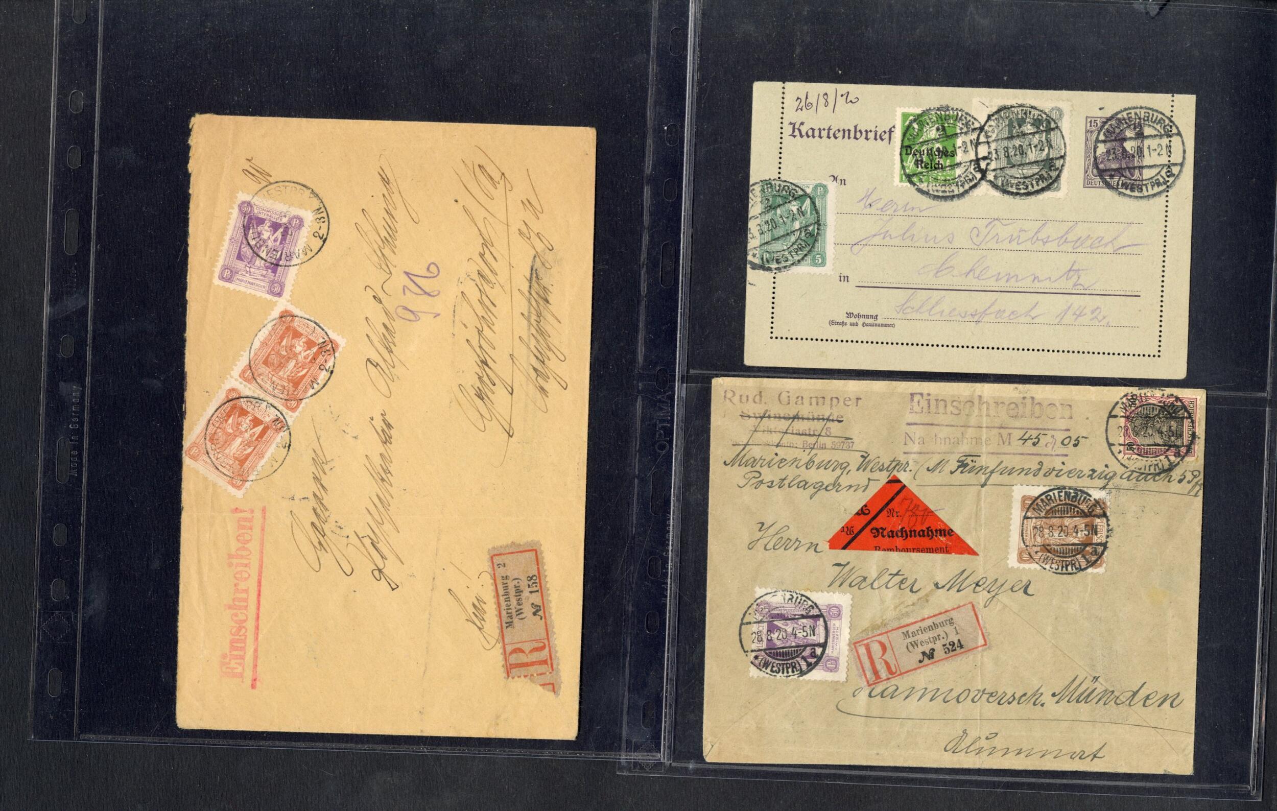 MARIENWERDER 1920-21 collection of 57 items, many better German ...