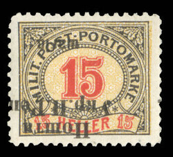 WESTERN UKRAINE (38a) 1919 15sh on 15h black, red &amp; yellow, ...