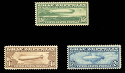 United States - Air Post (C13-15) 1930 Zeppelin, 65c-$2.60, set of ...