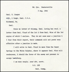 CONFEDERATE STATES OF AMERICA LEE, Robert Edward (1807-1870), ...