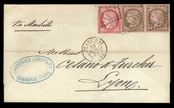FRANCE French Offices in China 1876 (16 Mar) outer FL from Shanghai ...