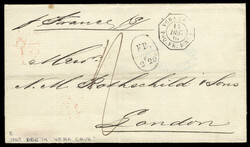 FRANCE French Consular Post - Mexico 1867 (14 Dec) outer FL to London ...