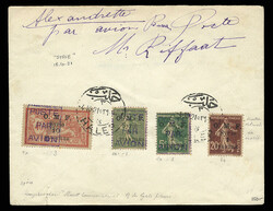FRENCH COLONIES Syria Air Post (C1-3) 1920 flown cover franked with ...