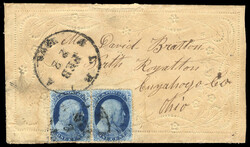 United States 1857-61 Issue (24) 1857 1c blue, Type Va, two singles ...