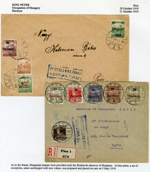 HUNGARY Occupation Issues 1919 two covers with Baranya overprints, ...