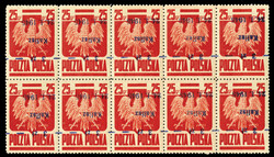 POLAND (355var) 1945 Liberated Cities, 3zl Kalisz, overprint inverted ...