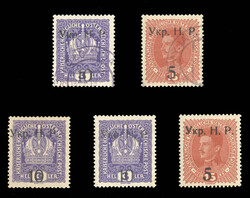 WESTERN UKRAINE (5,6) 1918 Kolomyia Issue, 5sot and 10sot overprints, ...