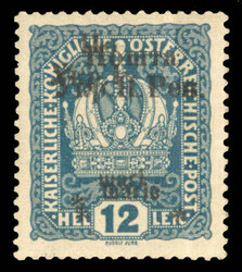 WESTERN UKRAINE (13b) 1919 12sh on 12h blue, double overprint, one ...