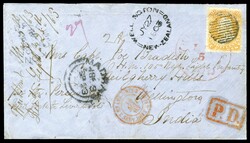 (71) 1861 30c orange Franklin used by bold grid cancel and tied by ...