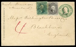 (78/96/U41) 1861-68 10c green Washington F Grill &amp; 24c dark lilac ...