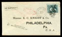 (68) 1861 10c green Washington tied by quartered cork cancel and ...