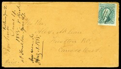 (68) 1861 10c green Washington used by manuscript pen stroke cancel ...