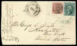 (68,DWI 2) 1866 3c rose Danish West Indies tied by bold target cancel ...