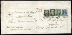 (68,72,73) 1861 10c green Washington, 90c blue Washington, and 2c ...