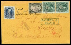 (68,72,73) 1861 10c green Washington vertical pair, 90c blue ...