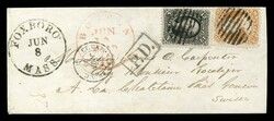 (69,71) 1861 12c black Washington and 30c orange Franklin canceled by ...