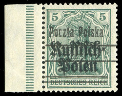 POLAND (18P) 1918-19 5pf green "Poczta Polska" on top of "Russisch ...