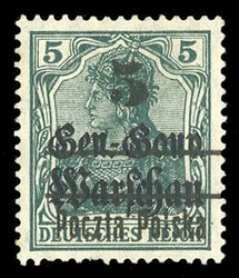 POLAND (18P) 1918-19 5pf on 5pf green, "speculative surcharge" from ...