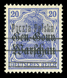 POLAND (21a) 1918-19 20pf ultramarine, h.r., v.f., signed Wlodarski, ...