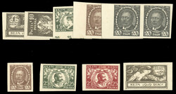 POLAND (133-139P) 1919-20 National Assembly, 10f-1M imperforate Trial ...