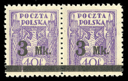POLAND (153P) 1921 "3 Mk" on 40f violet, proof of surcharge "3" 5 ...