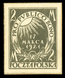 POLAND (156P) 1921 (2 May) Constitution, 2m black, imperforate proof ...