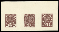 POLAND 1924 Polish Eagle, 5gr, 10gr and 20gr unadopted designs, ...