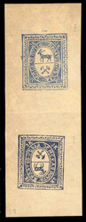 1883 3k dark blue on yellowish paper, vertical gutter Tete-Beche pair ...