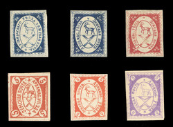 1874-90 5k blue, dark blue, red, dark red, lilac, six different ...