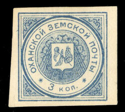 1872 3k blue, type I, "3" sans-serif (rounded), horizontally laid ...