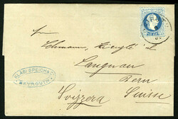 LEBANON 1880 (9 Dec) FL from Beirut to Switzerland, franked with ...