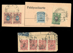 South Russia (27b,29,31,41) 1920 surcharges, 10r on 15k horizontal ...