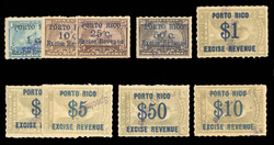 UNITED STATES POSSESSIONS Puerto Rico Revenue Stamps (R1S-R9S) 1901 ...