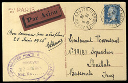 FRANCE Flight Covers (Mueller 151) 1926 (25 June) Paris-Bassorah ...