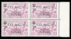 FRENCH COLONIES Wallis & Futuna (40b) 1927 3fr on 5fr violet, ...