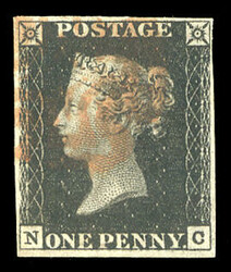 GREAT BRITAIN (1a) 1840 1p intense black, Plate 1B, lettered N-C, ...