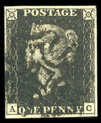 GREAT BRITAIN (1a) 1840 1p intense black, Plate 8, lettered A-C, ...