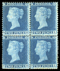 GREAT BRITAIN (21) 1854 2p deep blue, Plate 6, block of four, ...