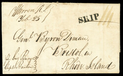United States Stampless covers Rhode Island 1826 (6 Feb) FL datelined ...