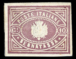 ITALY Postage Dues 1864 unissued design, imperf. essay in lilac brown ...
