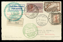 ITALIAN COLONIES Tripolitania Zeppelin Flights 1933 Roma Flight card ...
