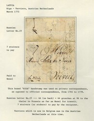 LATVIA 1772-1863 Stampless letters, selection of nine FLs, some ...
