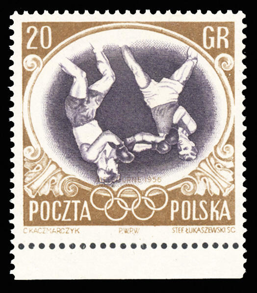 POLAND (751a) 1956 Olympic Games Melbourne, 20g light brown & dull ...