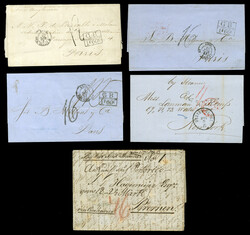 PUERTO RICO 1846-65 selection of five FLs from San Juan to Bremen, ...
