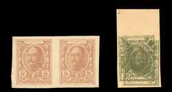 RUSSIA (106a,107a,var) 1915 Romanov Money Stamps, 15k brown, ...