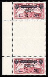 SAN MARINO Air Post (C16P) 1933 Zeppelin surcharges, 20L on 3L ...