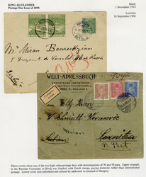 SERBIA Postage Dues 1898 Issue, selection of four covers or cards, ...